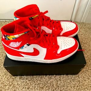 Air Jordan 1 Mid SE Size 9 - Chile Red/White Pollen
